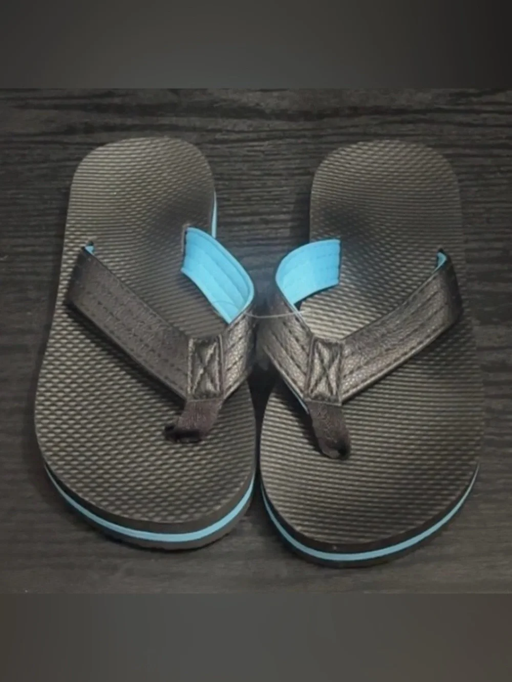 Men's Black and Light Blue Flip Flops - Casual Swim Sandals